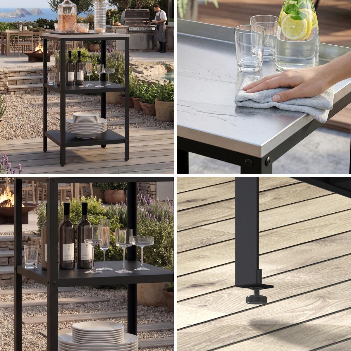 GARTENREGAL Bolognano - Schwarz, Metall (50/50/92cm) - casa.pro