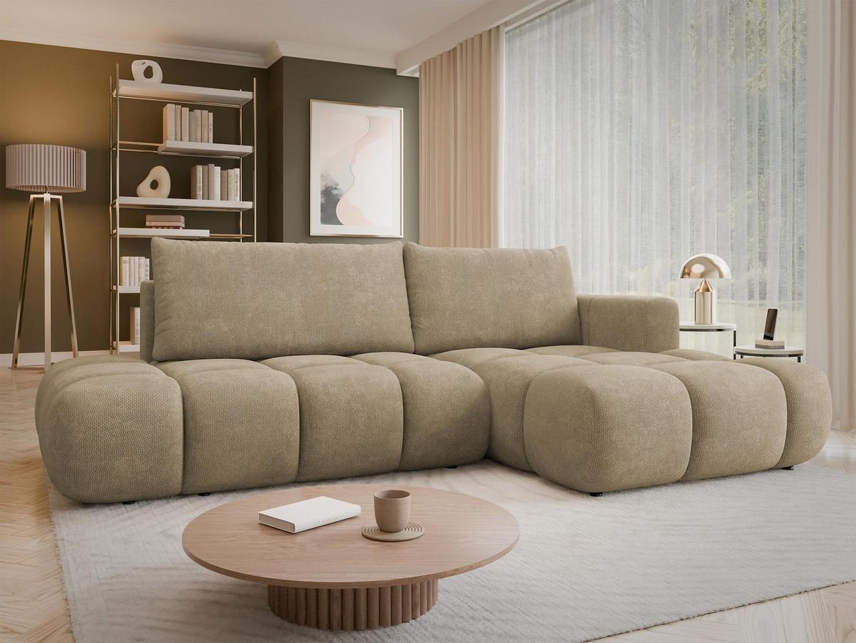 ECKSOFA Soffi, Seite: Rechts - Hellbraun/Schwarz, Holz/Kunststoff (283/166cm) - MIRJAN24