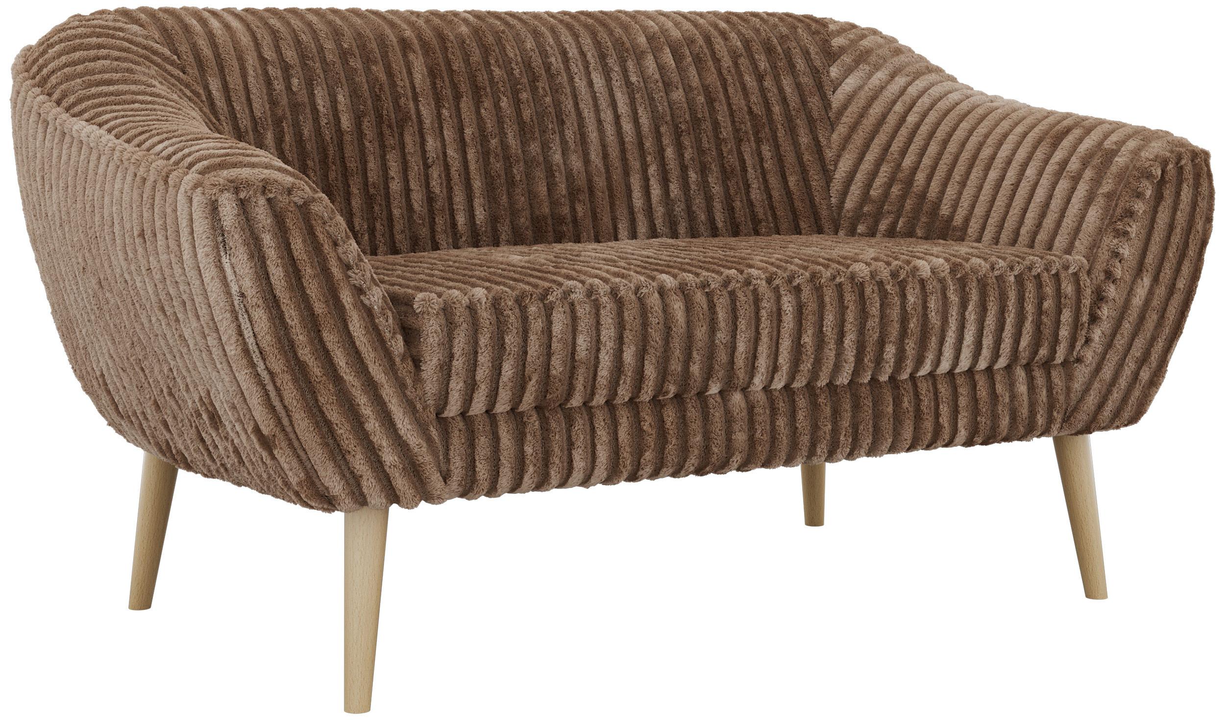 2-SITZER-SOFA PIRS - Braun Cord - Holzbeine - Buchefarben/Braun, Holzwerkstoff/Textil (140/75/74cm) - MKS