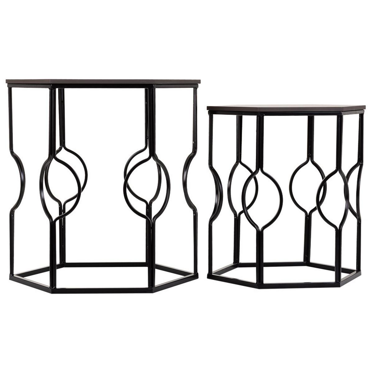TISCH aus Metall, schwarz, 34x52x39cm, 2-tlg. - Schwarz, Metall (39/39/57cm) - Wanderlust