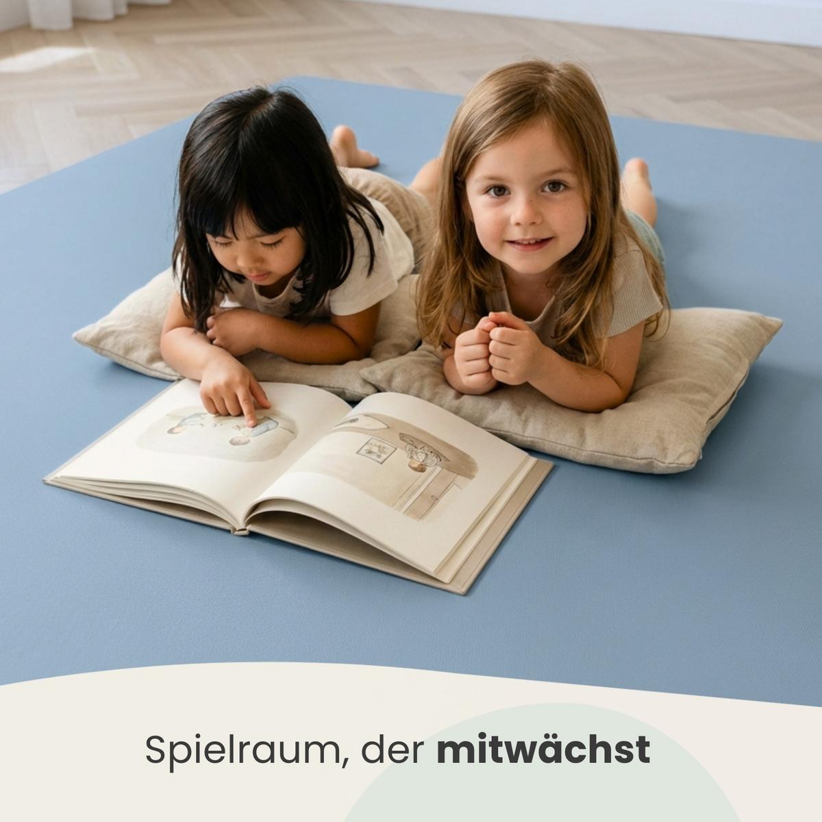 SPIELMATTE mit Rand - 90/90/1 cm Puzzlematte Blau - Blau, Kunststoff (30/30cm) - Littletom