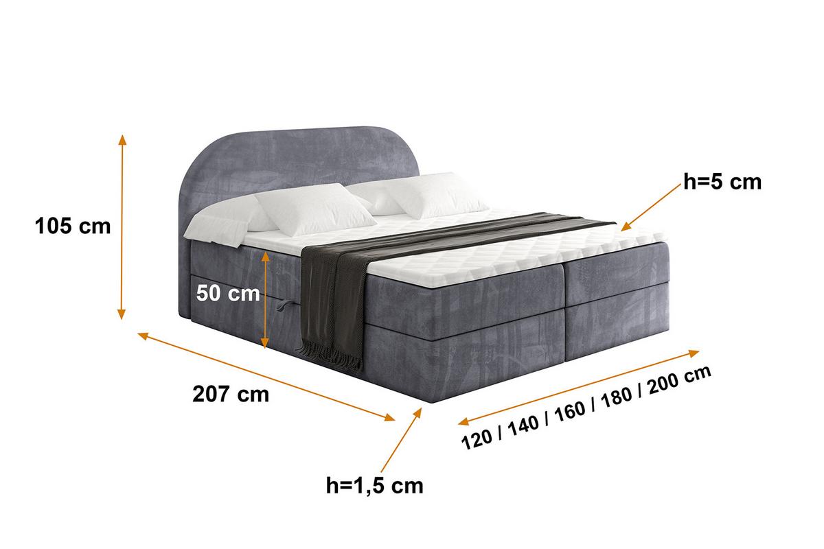 BOXBETT mit Matratze H3 und Lattenrost - NOX - 180x200 - Dunkelgrau Casablanca - Dunkelgrau, Holzwerkstoff/Kunststoff (180/200cm) - ALTDECOR
