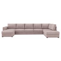 WOHNLANDSCHAFT Wilma Large Premium, Seite: Rechts - Hellrosa/Schwarz, Holz/Textil (370/85/186cm) - MIRJAN24