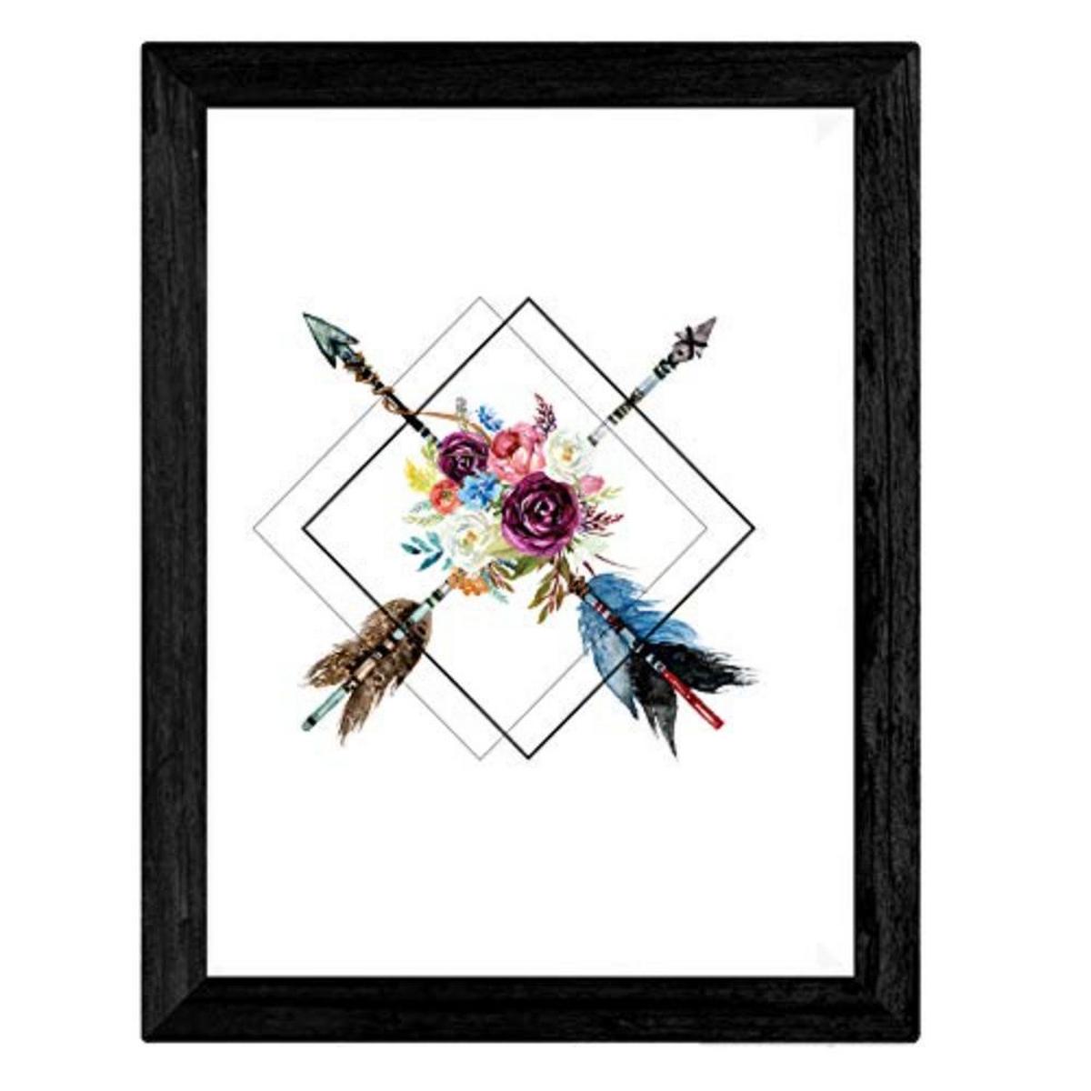 POSTER Set mit 4 Geometrische und bömische Formen A4 Schwarzer Rahmen - Schwarz, Papier (29.7/3cm) - Nacnic