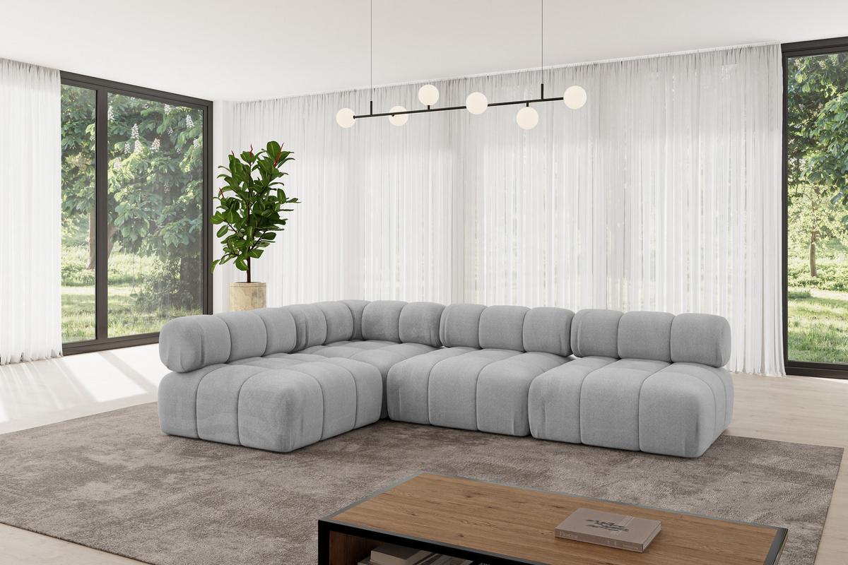 ECKSOFA modulares Sofa Samaro-L2 - 285x190x70 cm Hellgrau Velours - Hellgrau, Holzwerkstoff/Textil (285/190cm) - ALTDECOR