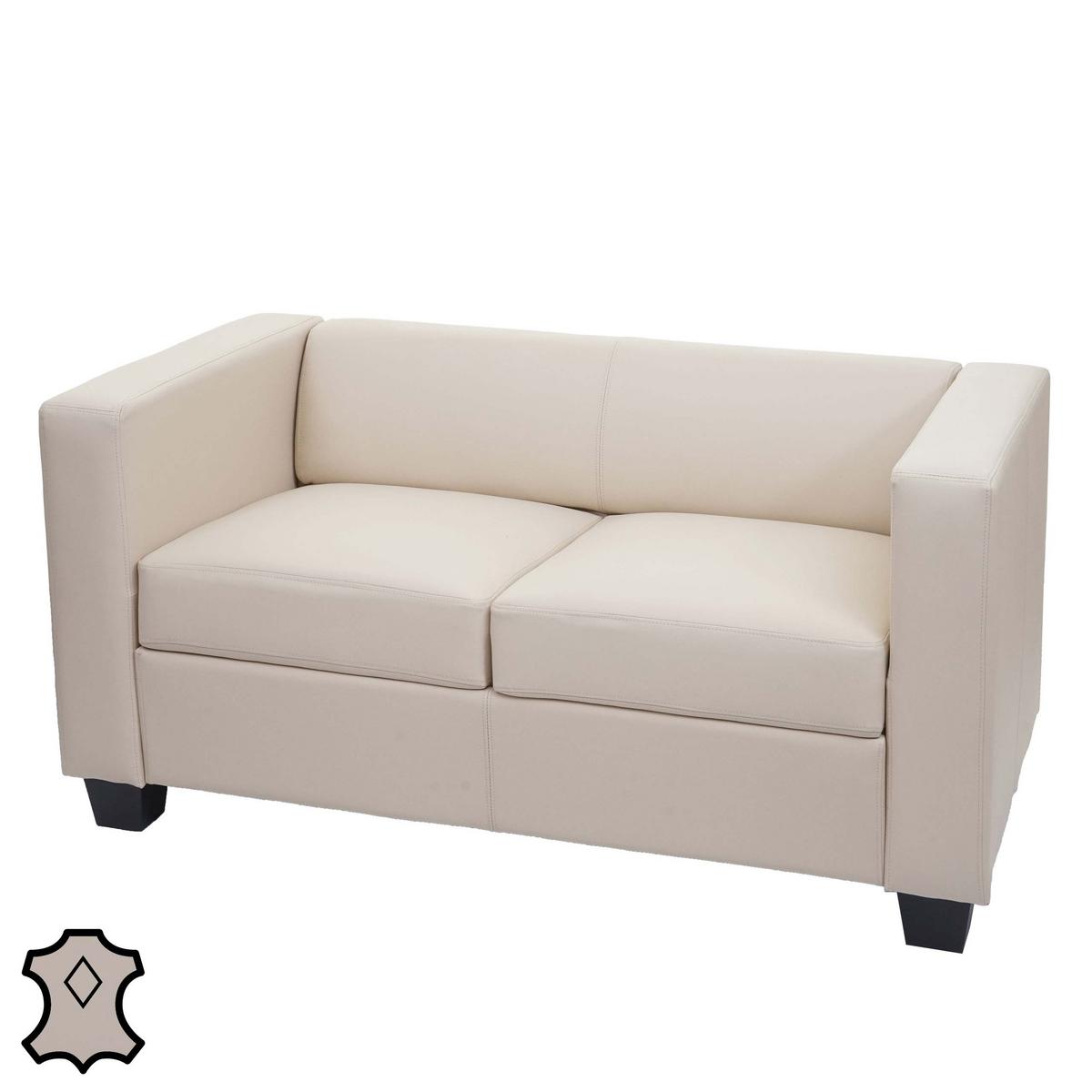 2ER SOFA Cremeweiß - Creme/Weiß, Leder (137/70/75cm) - MCW