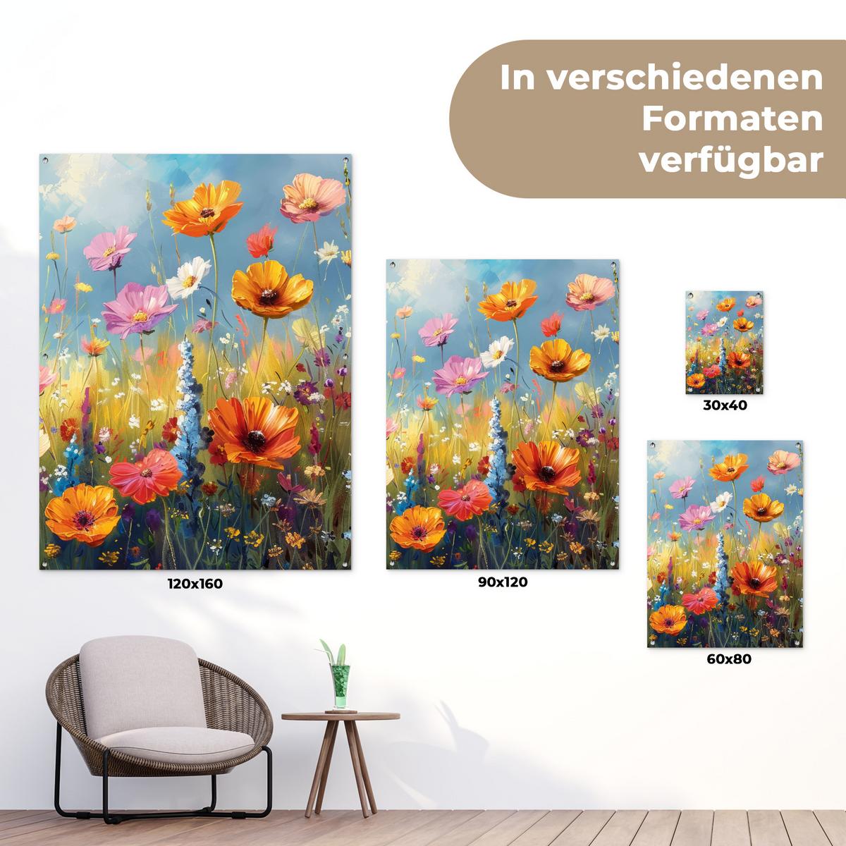 GARTENPOSTER Blumen - Natur - Botanik - Kunst Gartendekoration 120x160 cm - Hellblau, Kunststoff (120/160/0.2cm) - OnlyWow