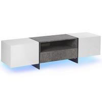 TV-MÖBEL Grau/Weiß/Schwarz Russel - Schwarz/Weiß, Holzwerkstoff (162/43/39cm) - Beliani