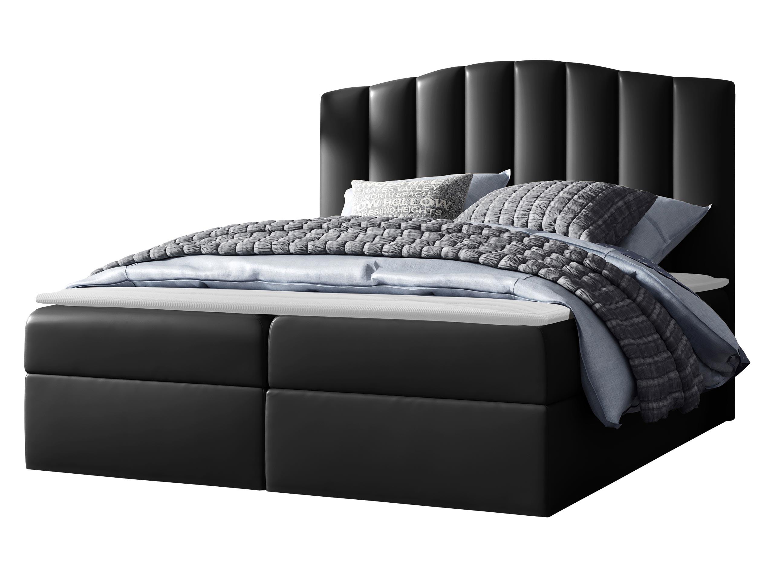 BOXBETT Lindos - H3 - Schwarz Hochglanz, Holz (160/200cm) - MIRJAN24