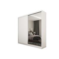 SCHWEBETÜRENSCHRANK PATRIZIA 200/216/61 cm 2-türig mit Spiegel Weiß - Weiß, Holzwerkstoff (200/216/61cm) - MASSENO