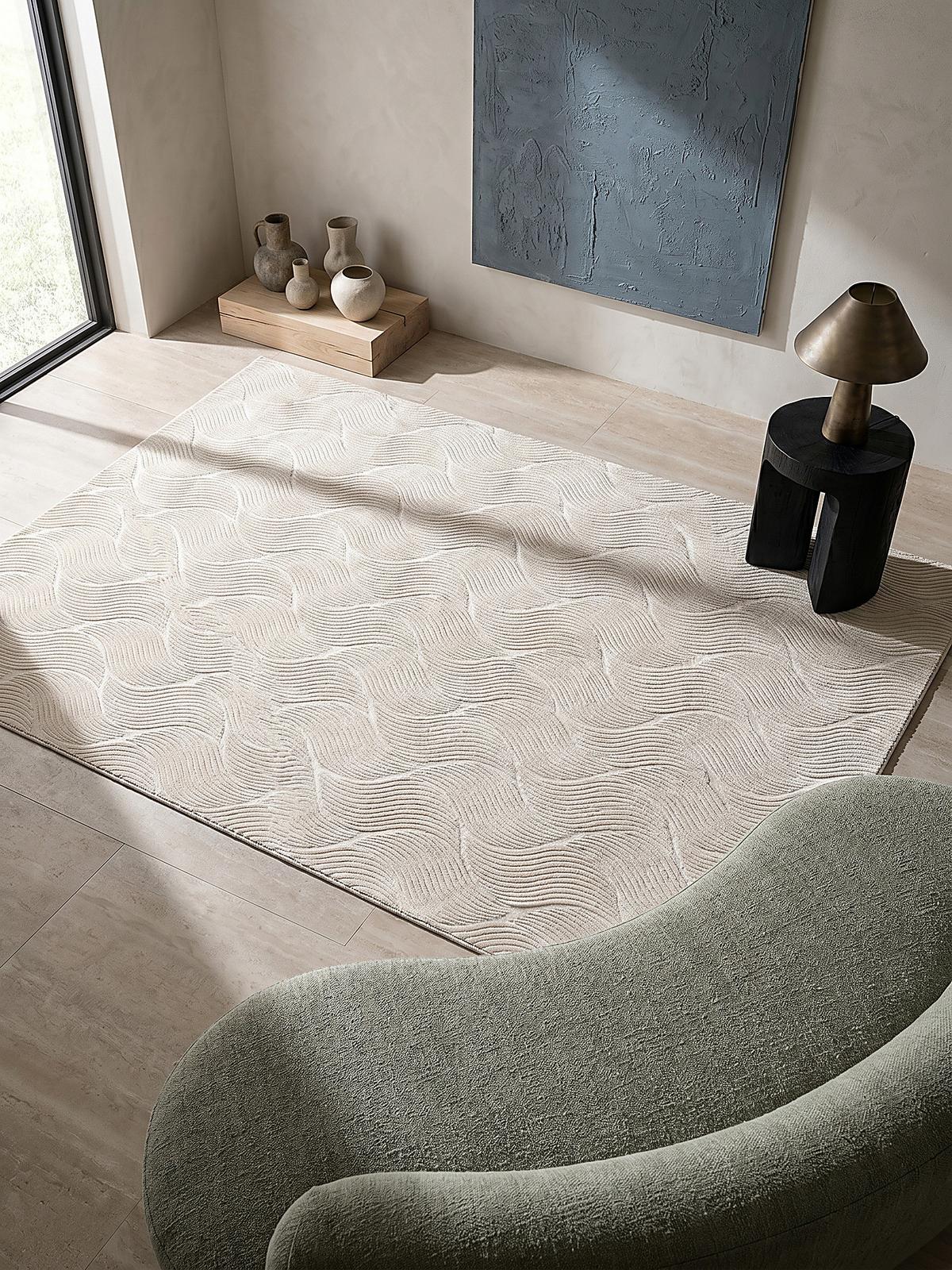KURZFLORTEPPICH Antirutsch Geometrisch DALAR Polypropylen Creme 120 x 160 cm - Beige, Textil (120/160cm) - KADIMA DESIGN