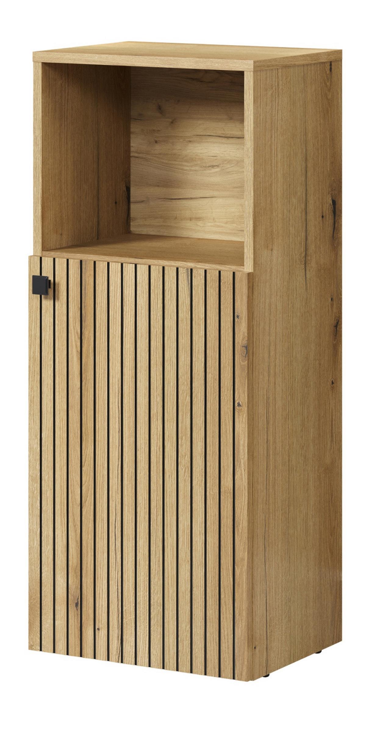 BADKOMMODE Evoke Eiche 40 x 95 cm, Badschrank mit Staboptik - Eichefarben/Schwarz, Holzwerkstoff/Kunststoff (31/95/40cm) - Top.Furn