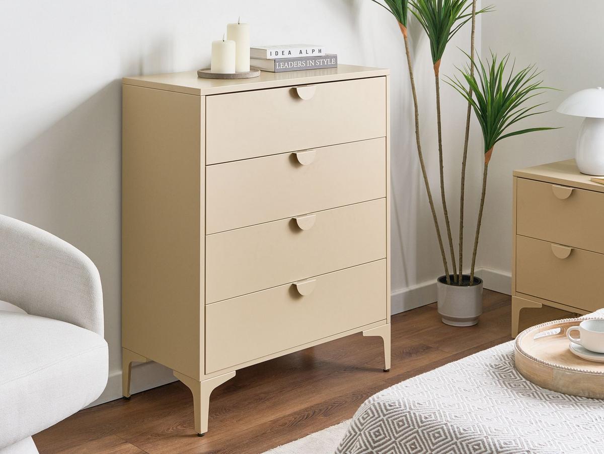 KOMMODE mit 4 Schubladen Metall Beige Ardura - Beige, Metall (78/99/40cm) - Beliani