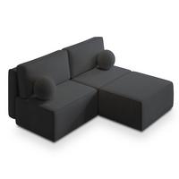 ECKSOFA VARNA P Graphitfarben Kordstoff mit Schlaffunktion - Graphitfarben/Grau, Holz/Kunststoff (196/158cm) - MASSENO