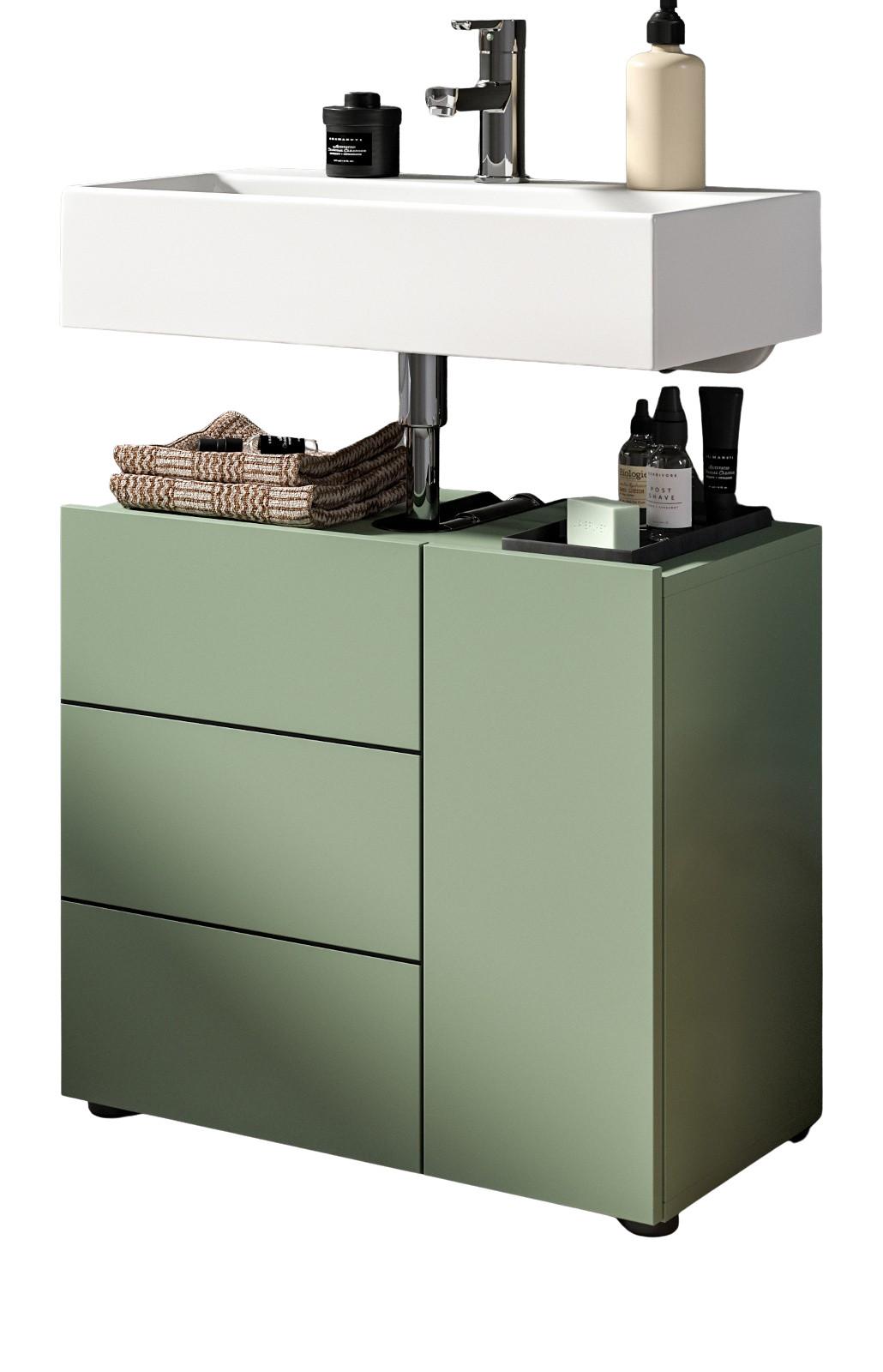 WASCHBECKENUNTERSCHRANK grün, Badezimmer Unterschrank 60 x 56 cm - Schwarz/Grün, Holzwerkstoff/Kunststoff (60/190/34cm) - Inn.Furn