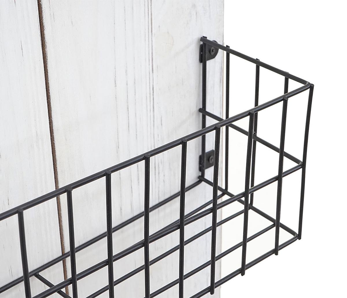 WANDREGAL MASSIVHOLZ SHABBY Weiß, Schwarz - Schwarz/Weiß, Holz (40/70/10cm) - MCW