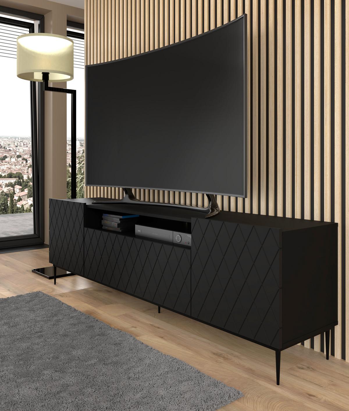 TV LOWBOARD Schwarz, Schwarz 193/60/40 - Anthrazit/Schwarz, Holzwerkstoff (193/60/40cm) - RAUMHIRSCH FURNITURE