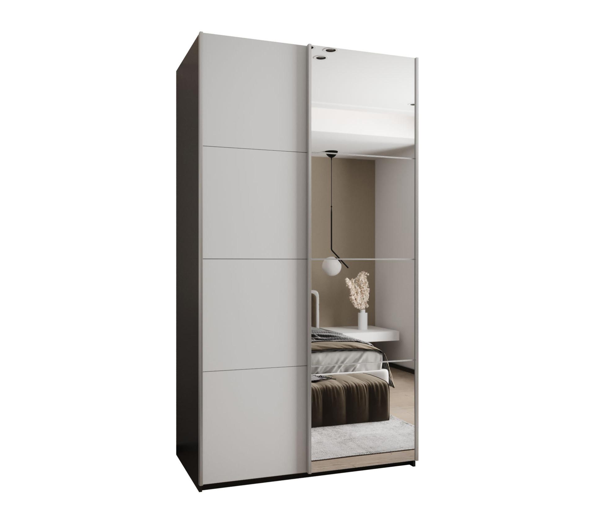SCHWEBETÜRENSCHRANK 245,5/130/64 2-türig - Silberfarben/Schwarz, Holz/Metall (130/245/64cm) - Abiks Möbel