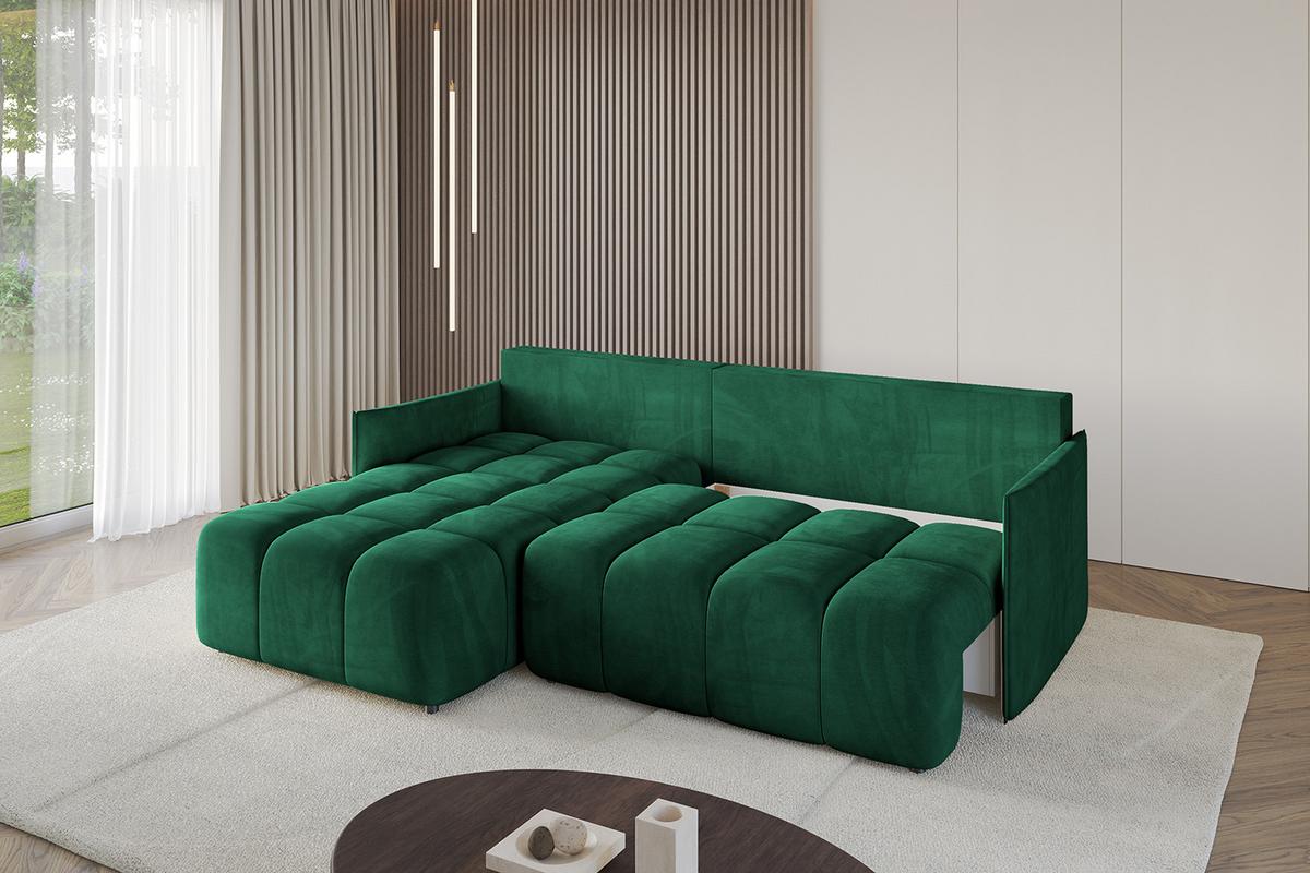 ECKSOFA Ottomane links LONLI-L 251x189x68 Dunkelgrün Velours - Dunkelgrün, Holzwerkstoff/Kunststoff (251/189cm) - ALTDECOR