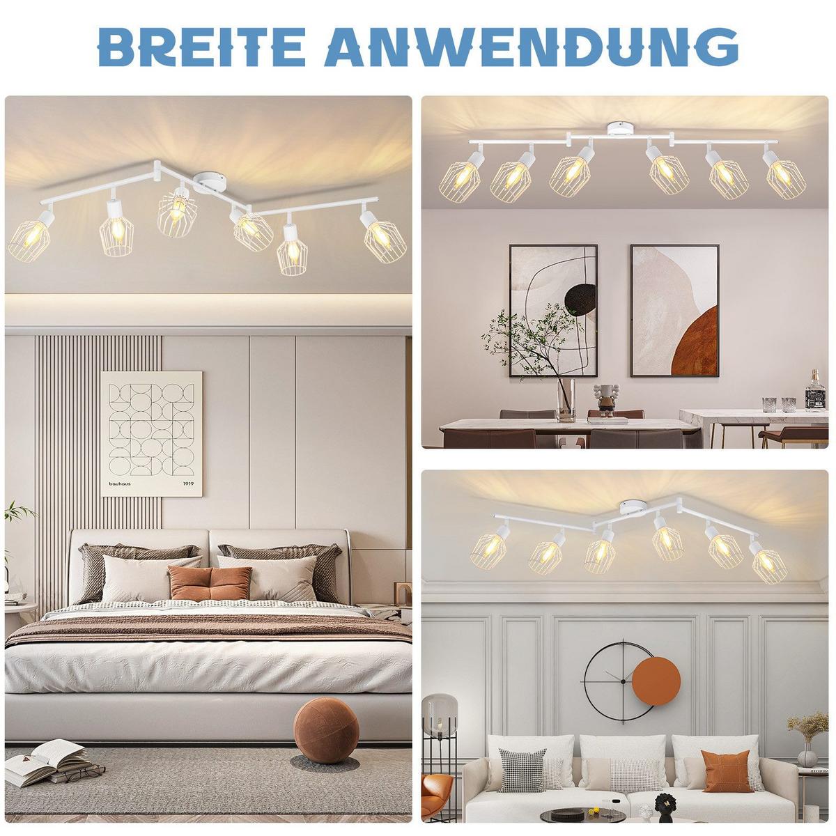 DECKENSTRAHLER Franziska 6-flammig 122/20/10 cm - Weiß, Metall (122/20/10cm) - Nettlife