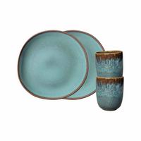 FRÜHSTÜCKS-SET Lave glacé 4-tlg. - Türkis, Keramik (2/2/2cm) - like.Villeroy & Boch