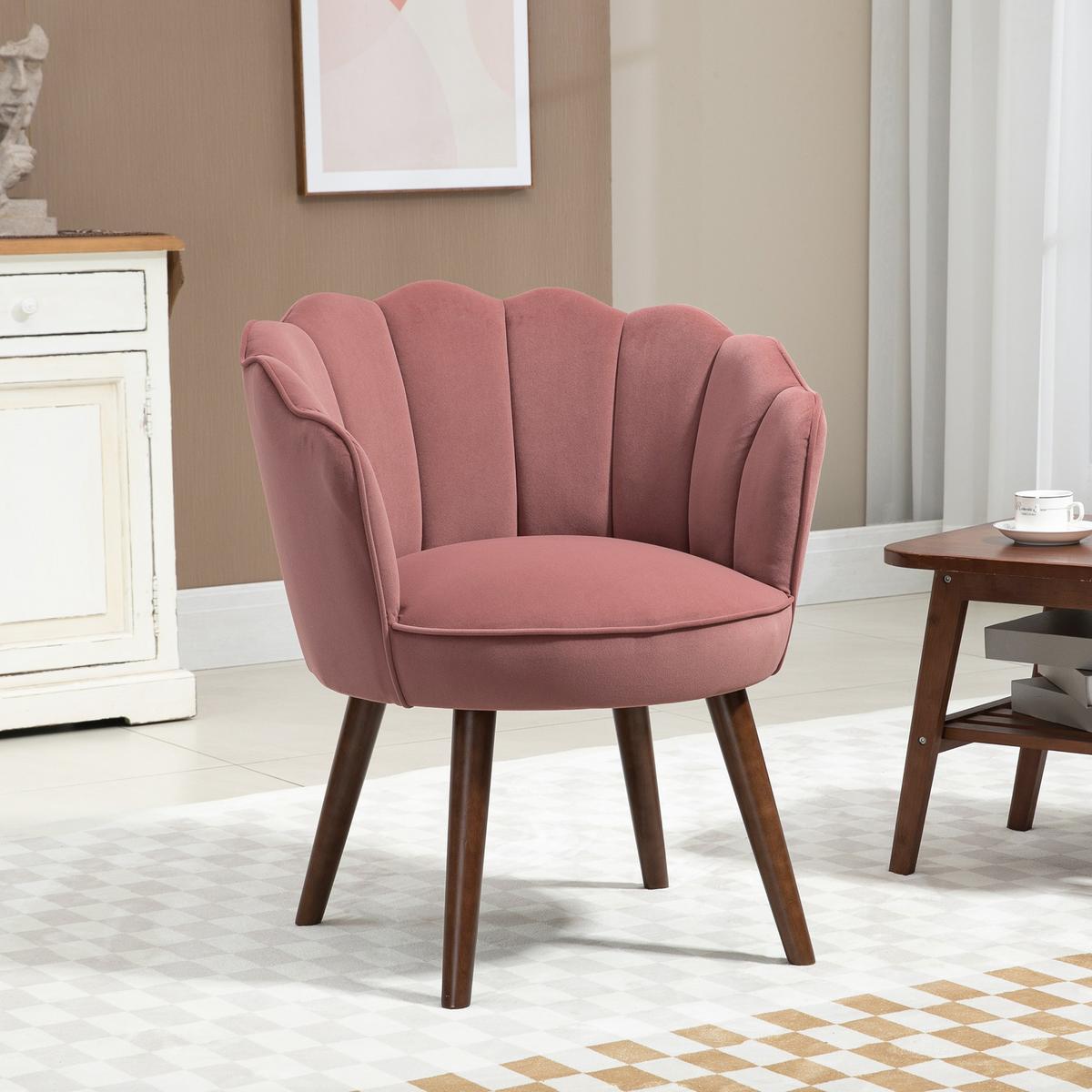 ESSZIMMERSTUHL Küchenstuhl mit Rückenlehne Polyester Gummiholz Rosa - Rosa, Kunststoff (66/78.5/66cm) - HOMCOM