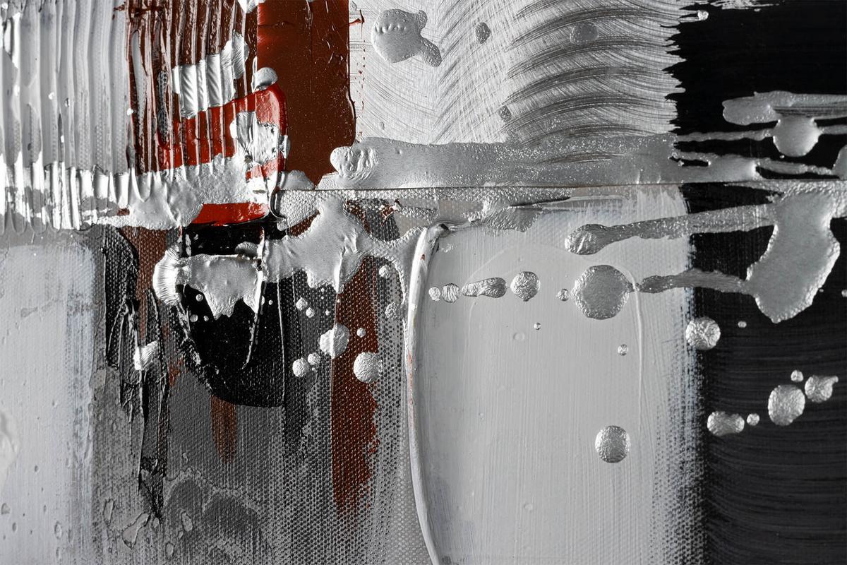 ACRYLBILD HANDGEMALT 150/50 cm - Weiß/Grau, Holz/Textil (150/50cm) - KUNSTLOFT