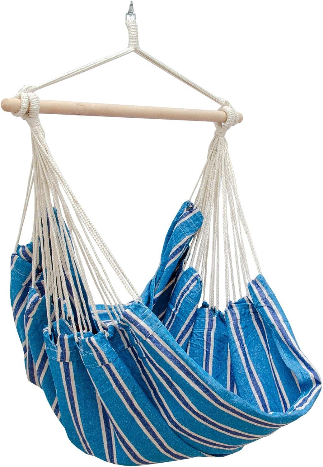 XXL HÄNGESESSEL 185/130 cm Belastbar bis 150 kg Multicolor - Blau, Textil (130/155/185cm) - Amanka