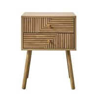 NACHTTISCH 2 Schubladen mit Fronten in Lamellenoptik in L-Form Eden 45/39/60 cm - Eschefarben, Holzwerkstoff (39/60/45cm) - Calicosy