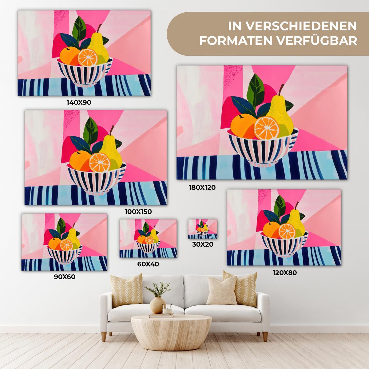 LEINWANDBILD Obst - Abstrakter Hintergrund - Rosa Wohnzimmer Groß 120x80 cm - Pink, Textil (120/80cm) - MuchoWow