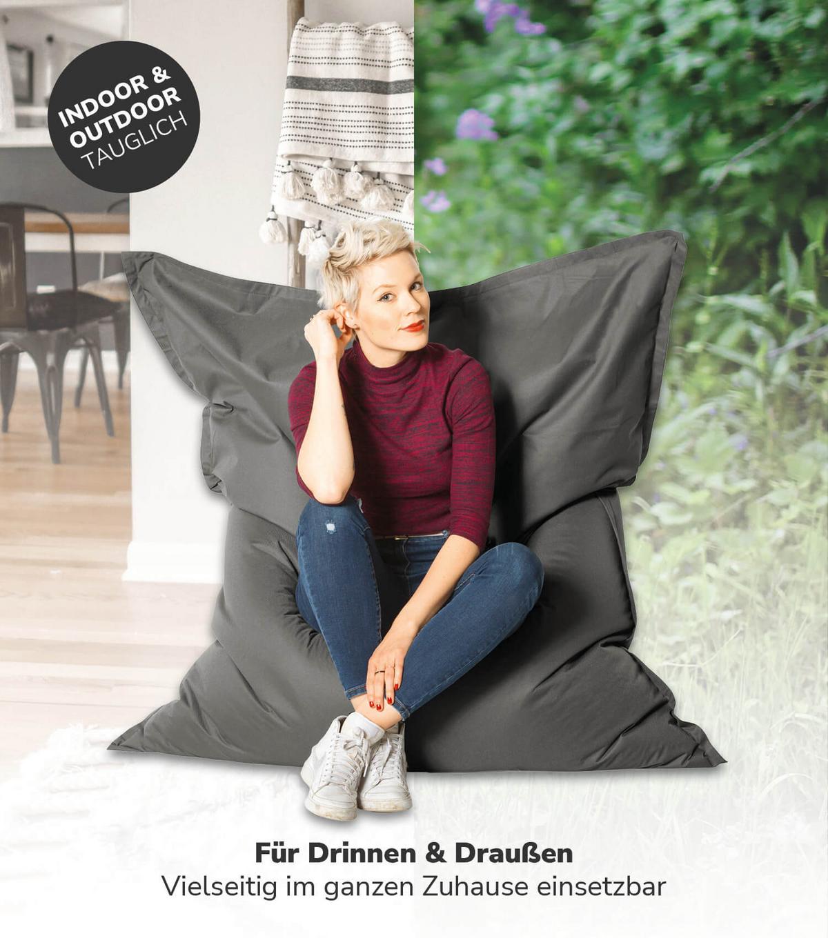 OUTDOOR SITZSACK XXL Der Große - Anthrazit, Textil (130/170/20cm) - Mokebo