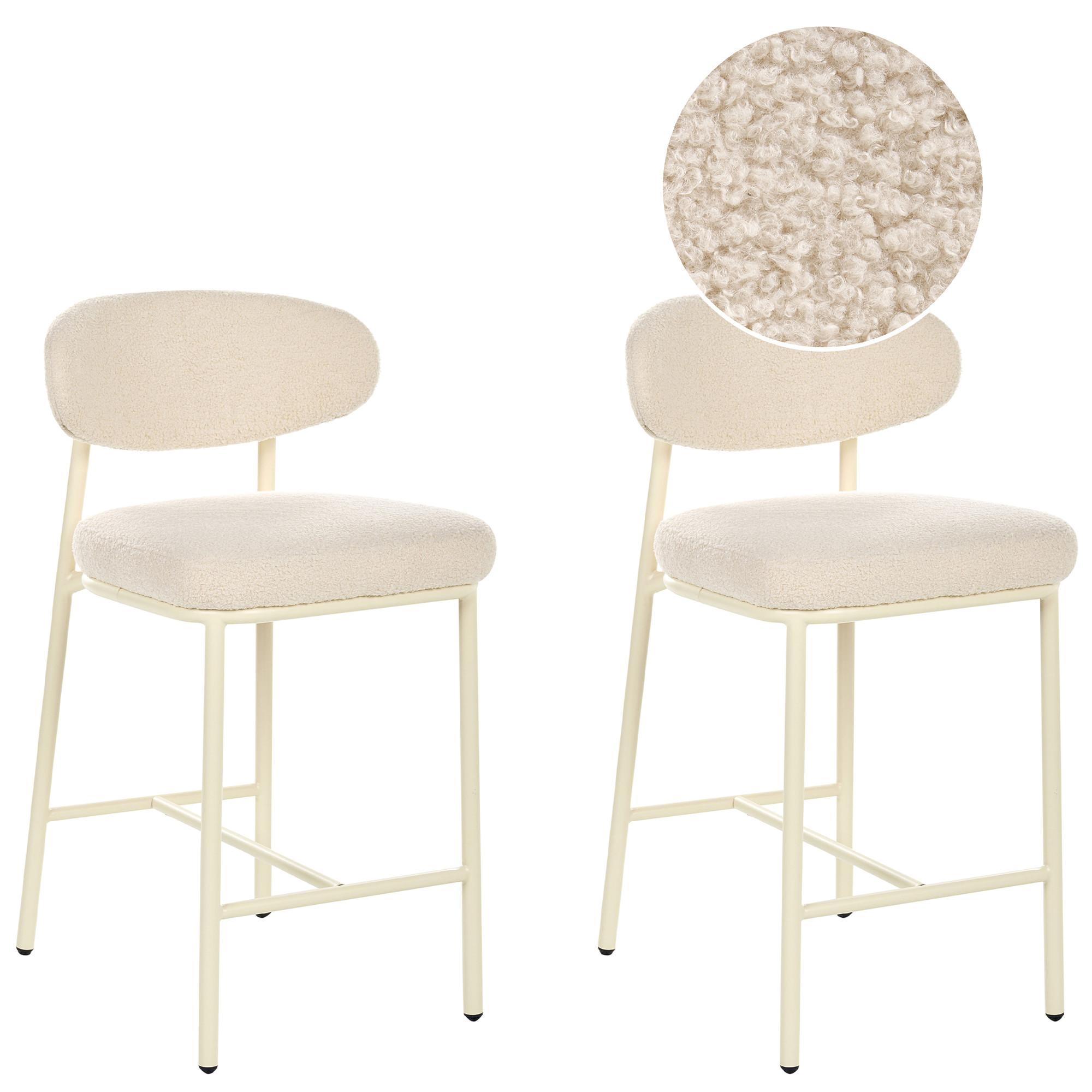 BARSTUHL 2er-Set Bouclé Hellbeige Unity - Beige, Textil (50/92/55cm) - Beliani