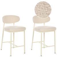 BARSTUHL 2er-Set Bouclé Hellbeige Unity - Beige, Textil (50/92/55cm) - Beliani