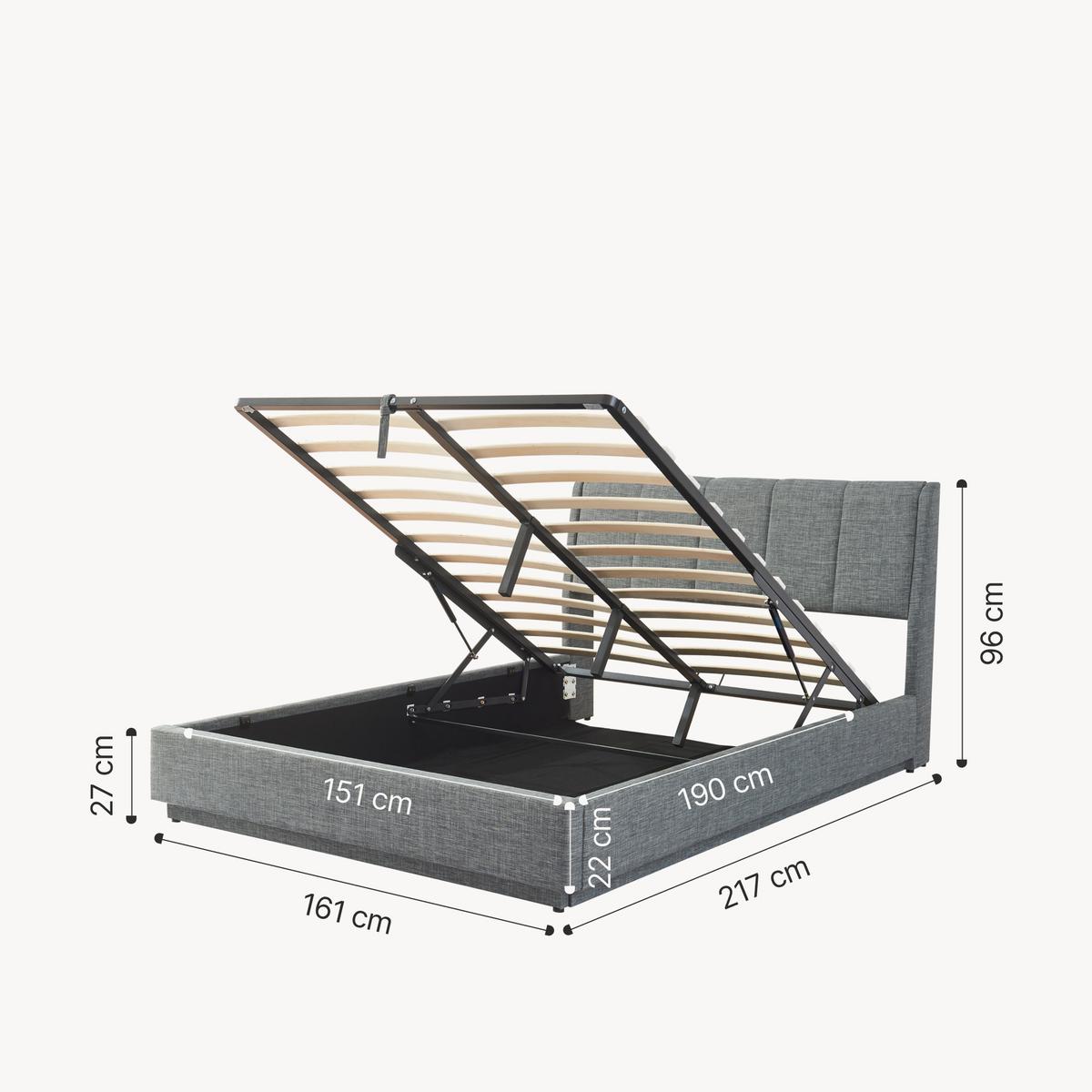 LED POLSTERBETT Tröstiar mit Matratze - Anthrazit, Holzwerkstoff/Kunststoff (160/200cm) - [en.casa]