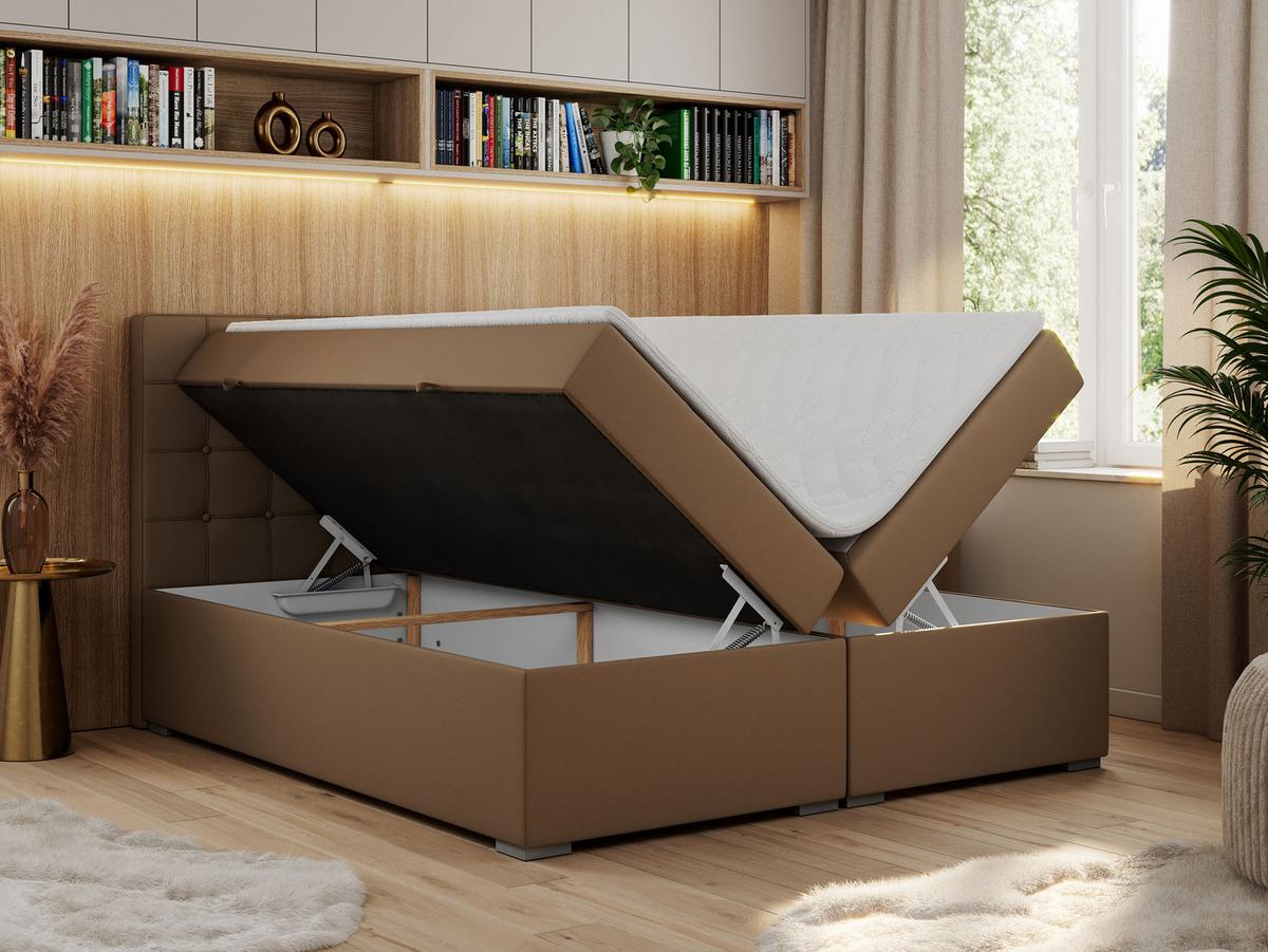 BOXBETT CARMEN 140/200 Braun Kunstleder - H3 - Braun, Holz/Textil (140/200cm) - MKS