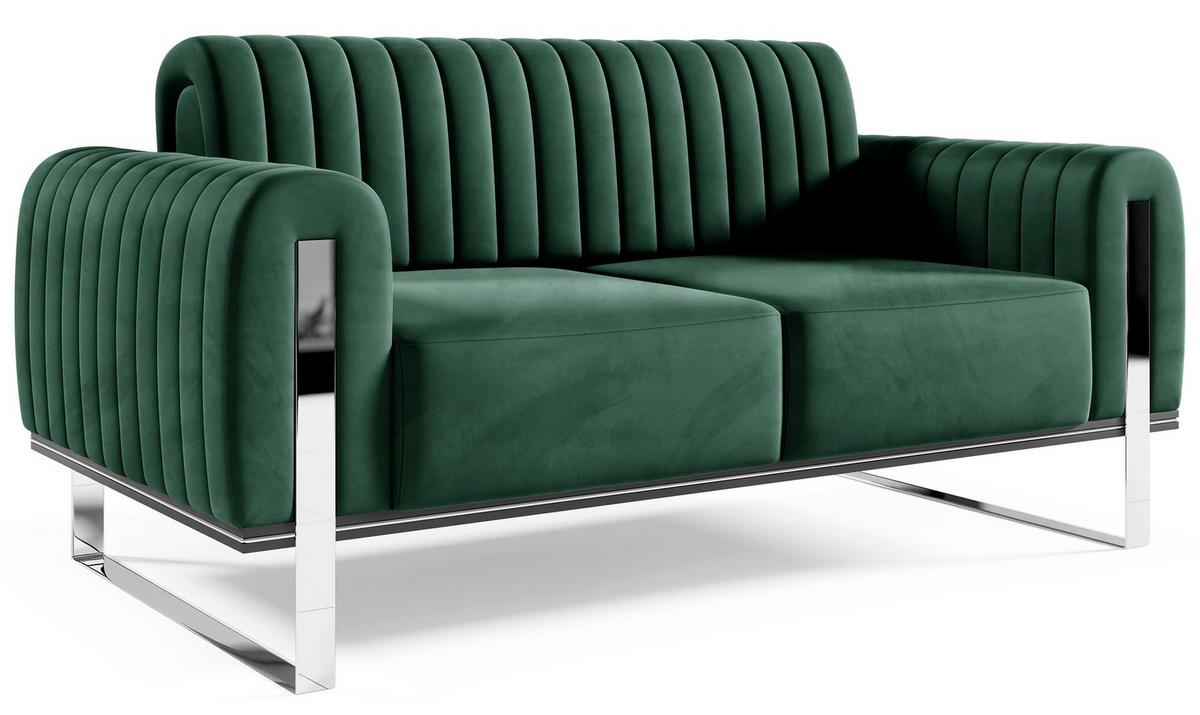 SOFA Parissa 164 cm - Silberfarben/Grün, Textil/Metall (164/79/92cm) - Selsey