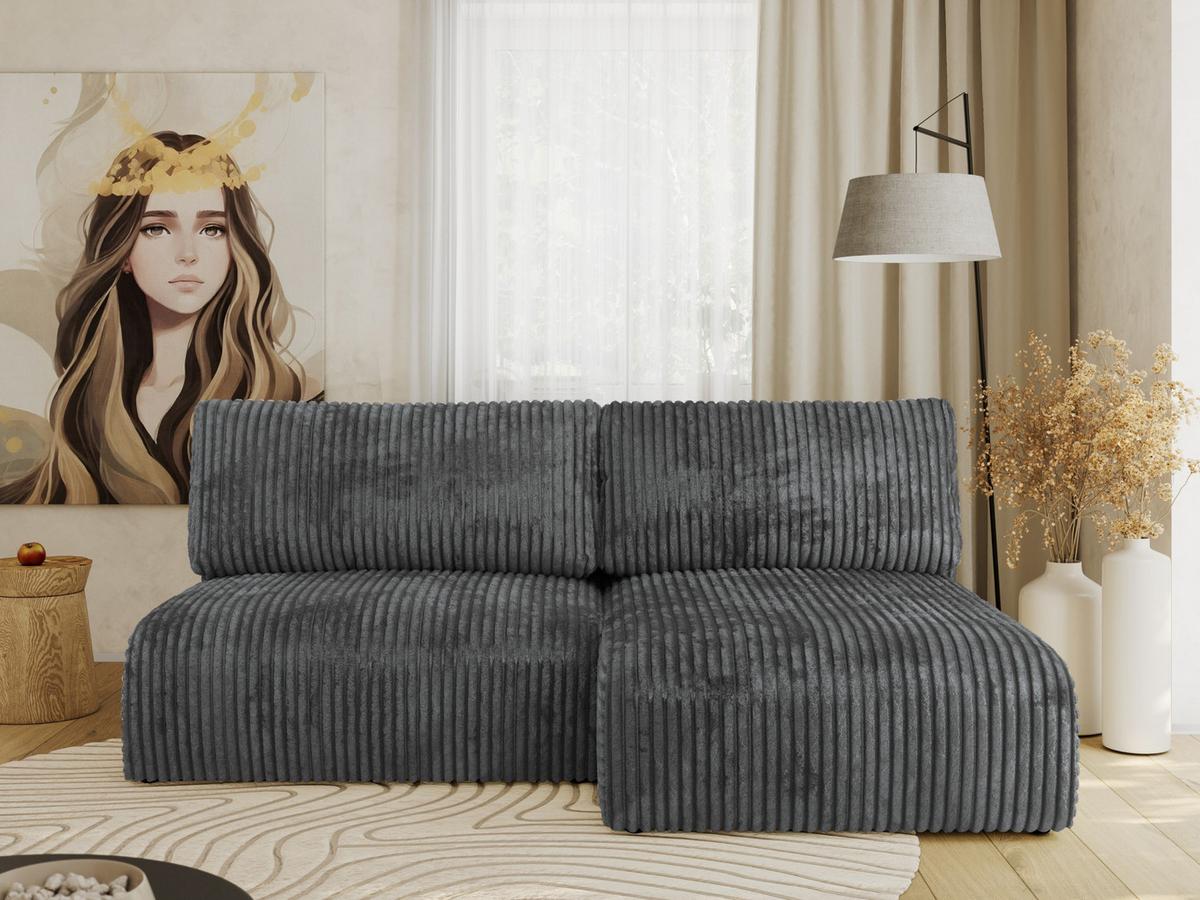 ECKSCHLAFSOFA VIVO L Dunkelgrau Cord - rechts - Dunkelgrau/Schwarz, Kunststoff/Textil (150/223cm) - MKS