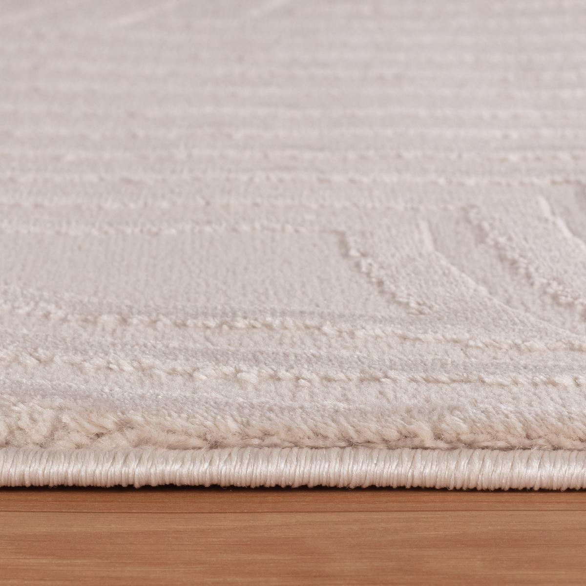 TEPPICH Kurzflor ILLER in Beige, mit 3D-Design, Florhöhe 12 mm, 80 x 250 cm - Beige, Textil (250/80cm) - KADIMA DESIGN