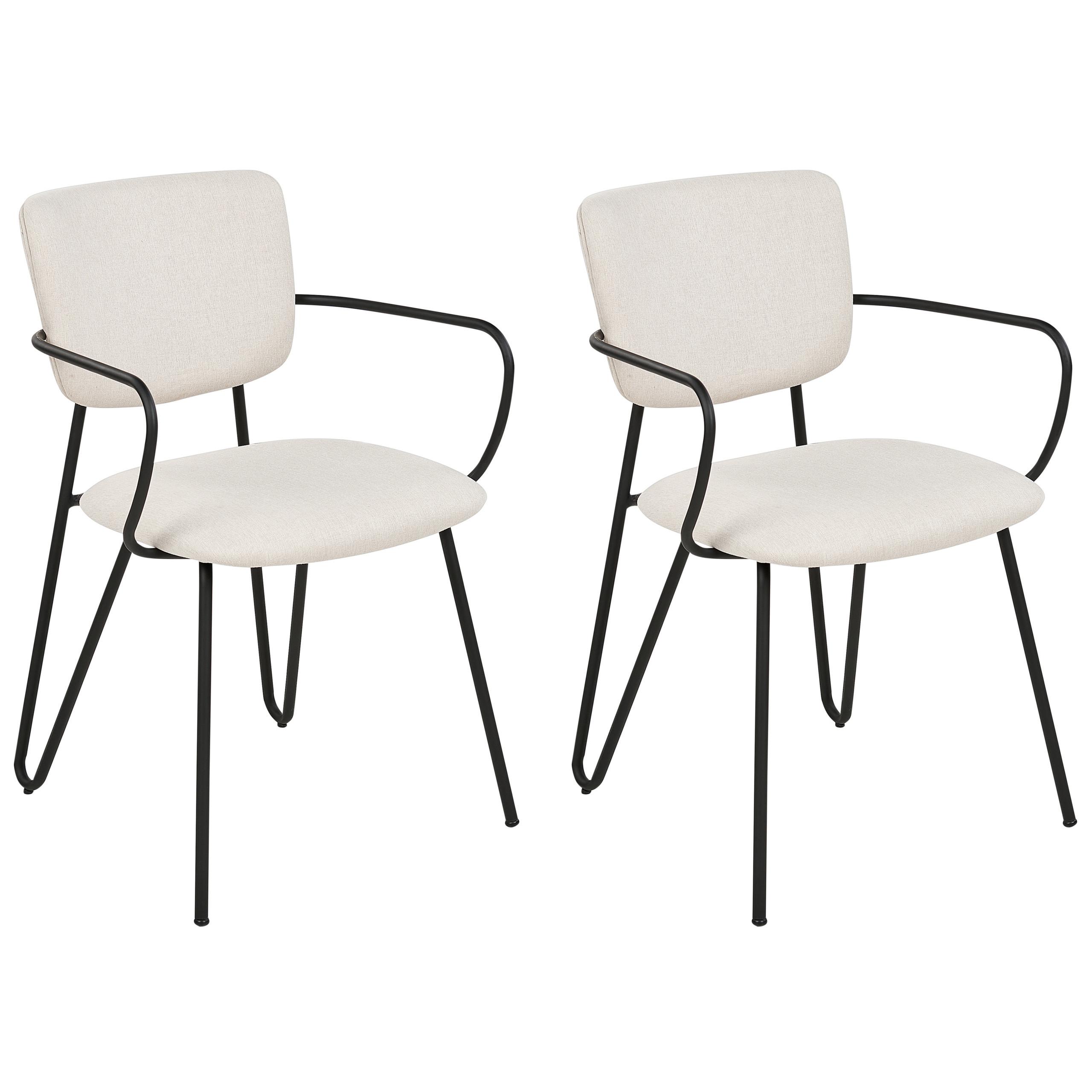 ESSZIMMERSTUHL 2er-Set Polsterbezug Weiß Elko - Weiß, Textil/Metall (45/80/54cm) - Beliani