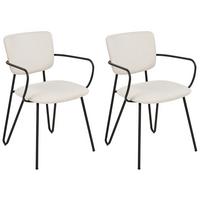 ESSZIMMERSTUHL 2er-Set Polsterbezug Weiß Elko - Weiß, Textil/Metall (45/80/54cm) - Beliani