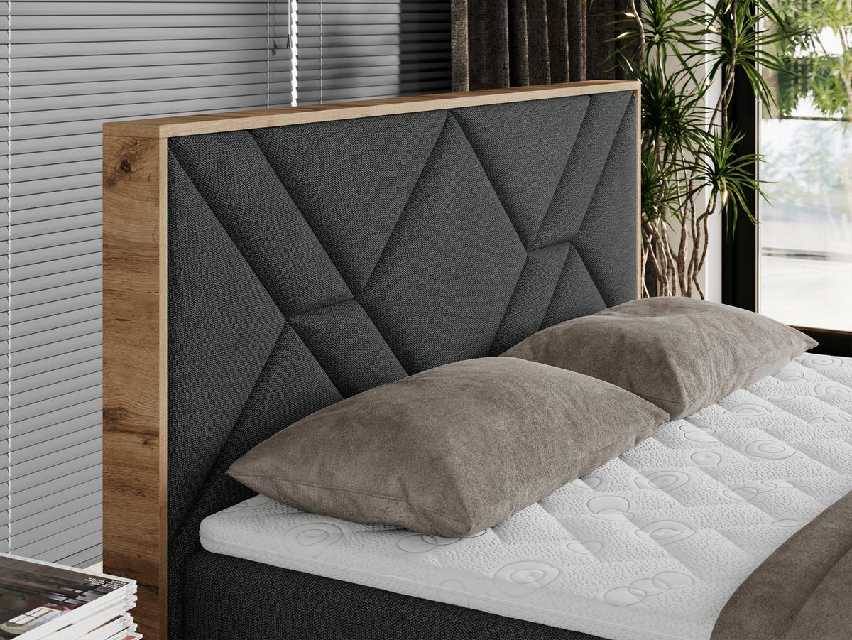 BOXBETT GUNAR - 200/200 Dunkelgrau Struktur - H4 - Dunkelgrau, Holz/Textil (200/200cm) - MKS
