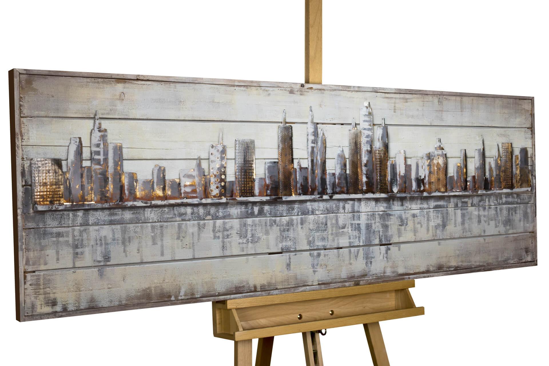 HOLZBILD Grau 150/50 cm - Beige/Grau, Holz (4.31/50cm) - KUNSTLOFT