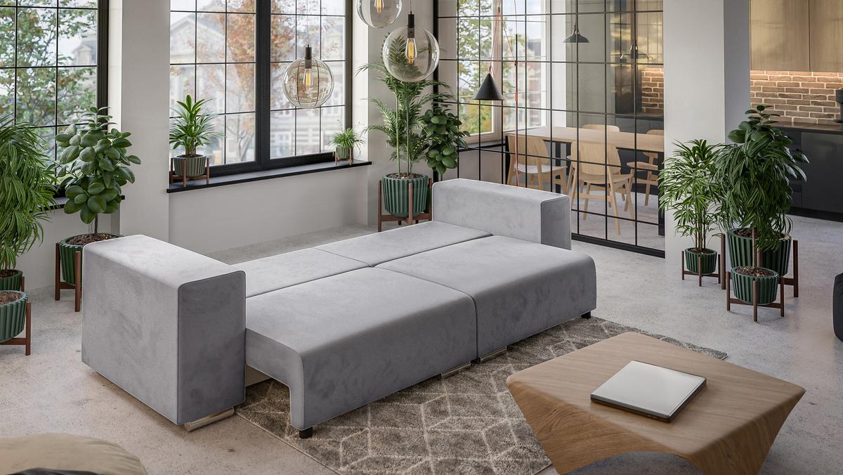 BIGSOFA Kami Microfaser Grau - Schwarz/Grau, Kunststoff/Textil (290/80/110cm) - S-Style