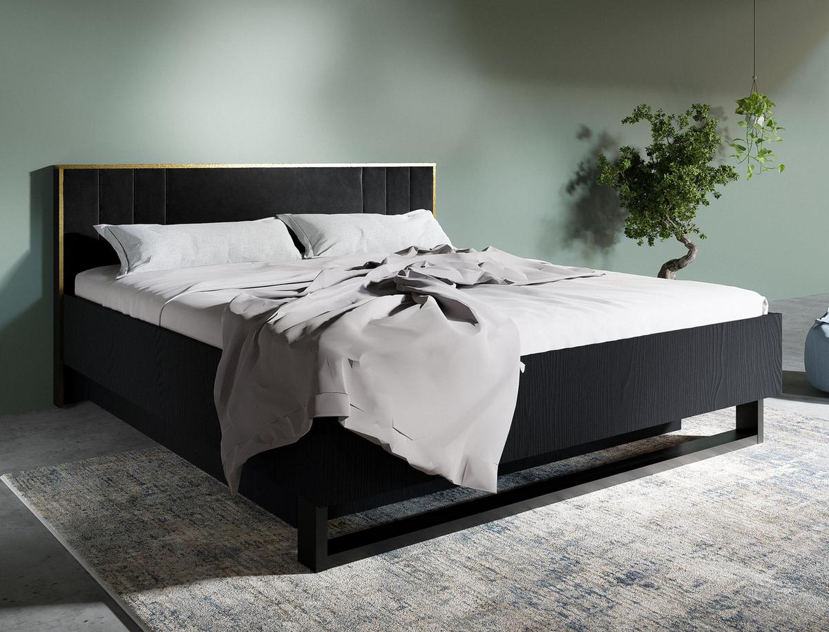 POLSTERBETT Brunelli Schwarz 169/97,3/207,4 cm – mit Bettkasten - Schwarz, Holzwerkstoff (160/200cm) - AX Living