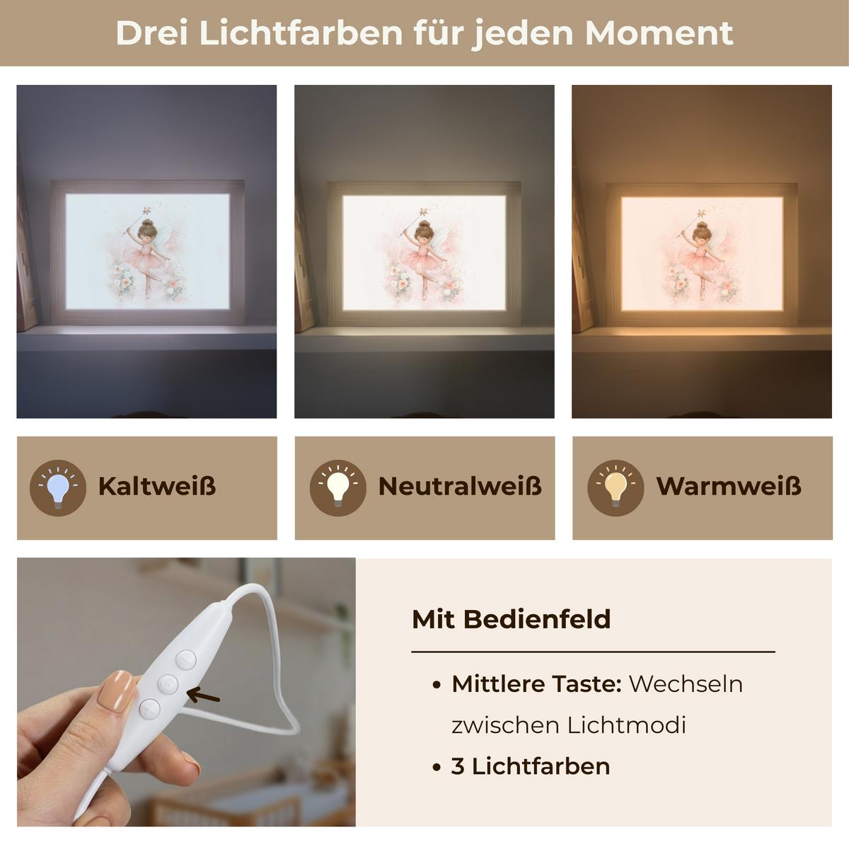 NACHTTISCHLAMPE Ballerina - Fee - Blumen - Rosa 20x15 cm - Rosa, Holzwerkstoff (8/20/15cm) - OnlyWow