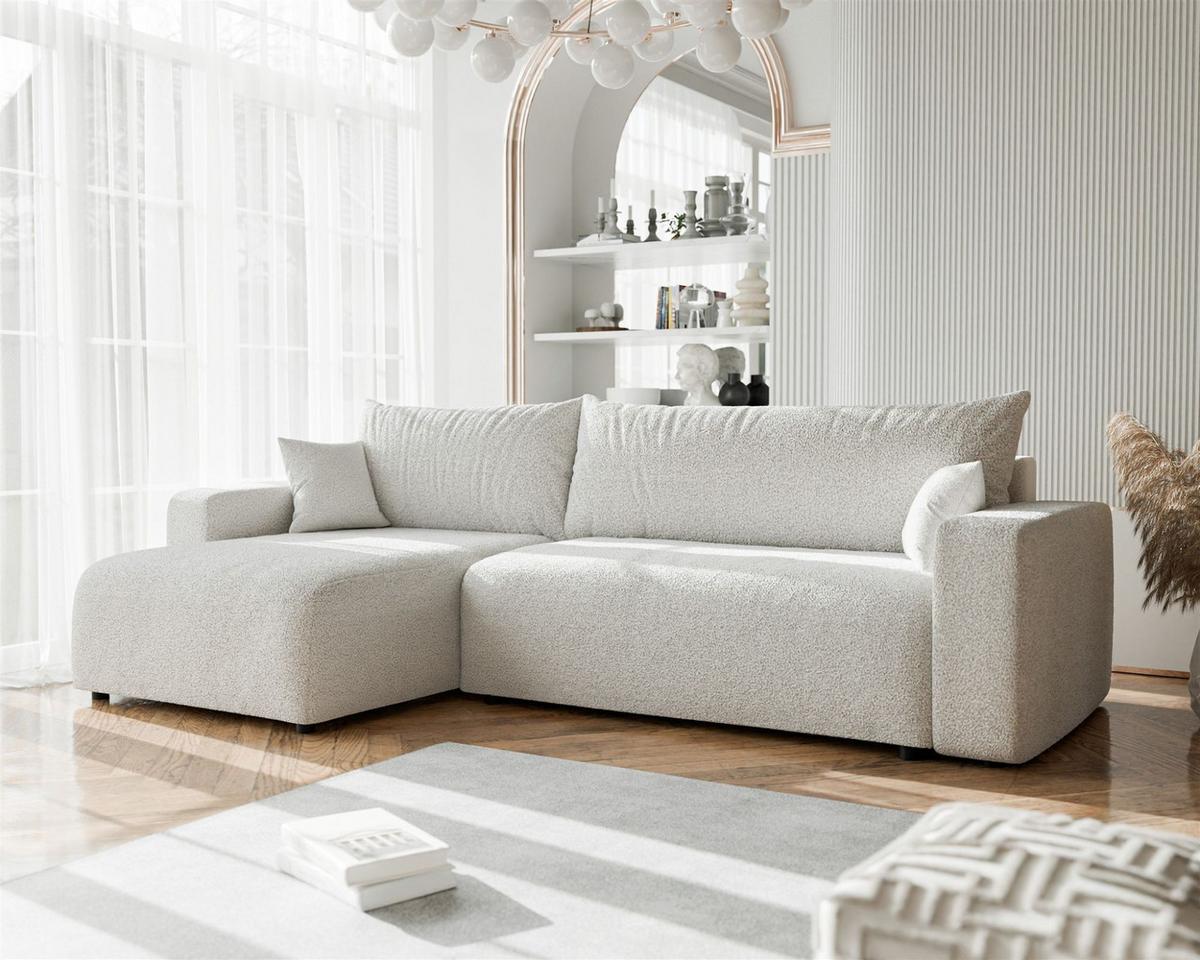 ECKSOFA Luna Max Mit Schlaffunktion - Beige, Holzwerkstoff/Textil (278/145cm) - Fun Möbel