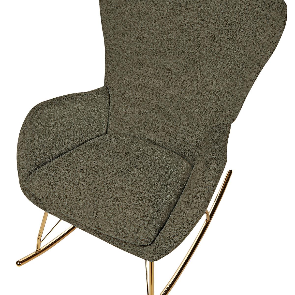 SCHAUKELSESSEL Bouclé Dunkelgrün Anaset - Goldfarben/Grün, Textil (74/99/99cm) - Beliani