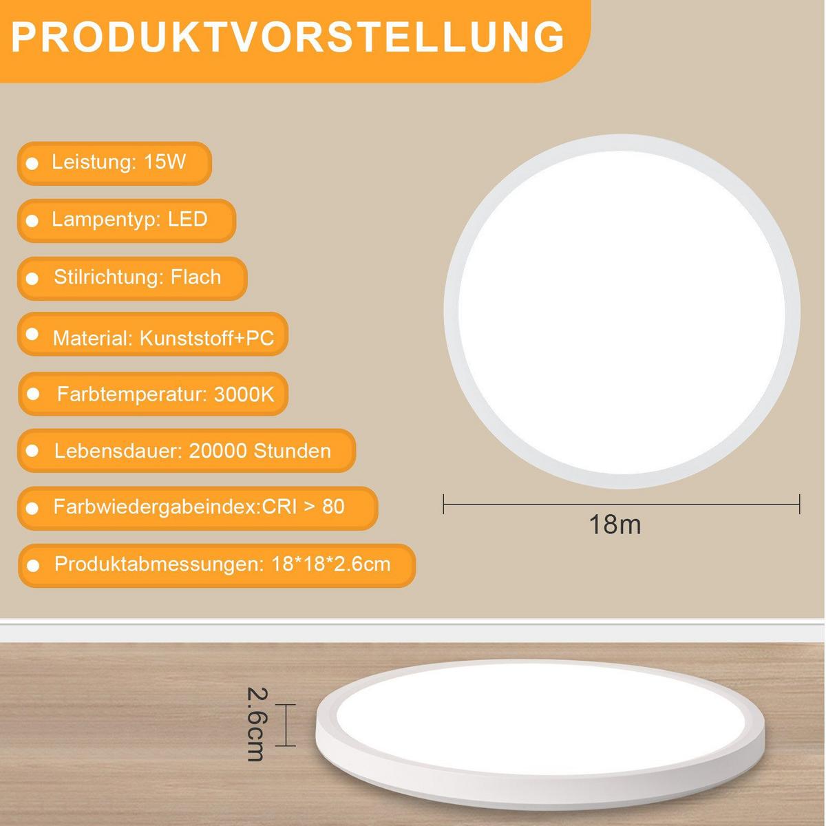 LED-DECKENLEUCHTE Malinowski 18/18/2.6 cm - Weiß, Kunststoff (18/18/2.6cm) - Nettlife