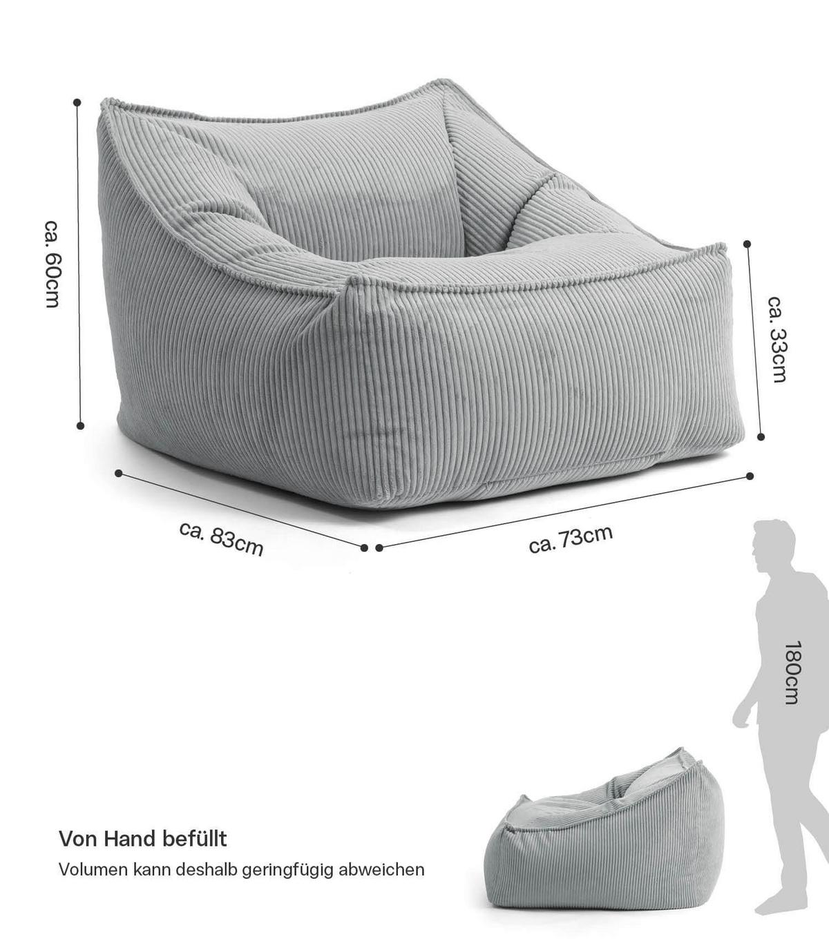 SITZSACK Cord Snug - Grau, Textil (80/60/83cm) - Mokebo
