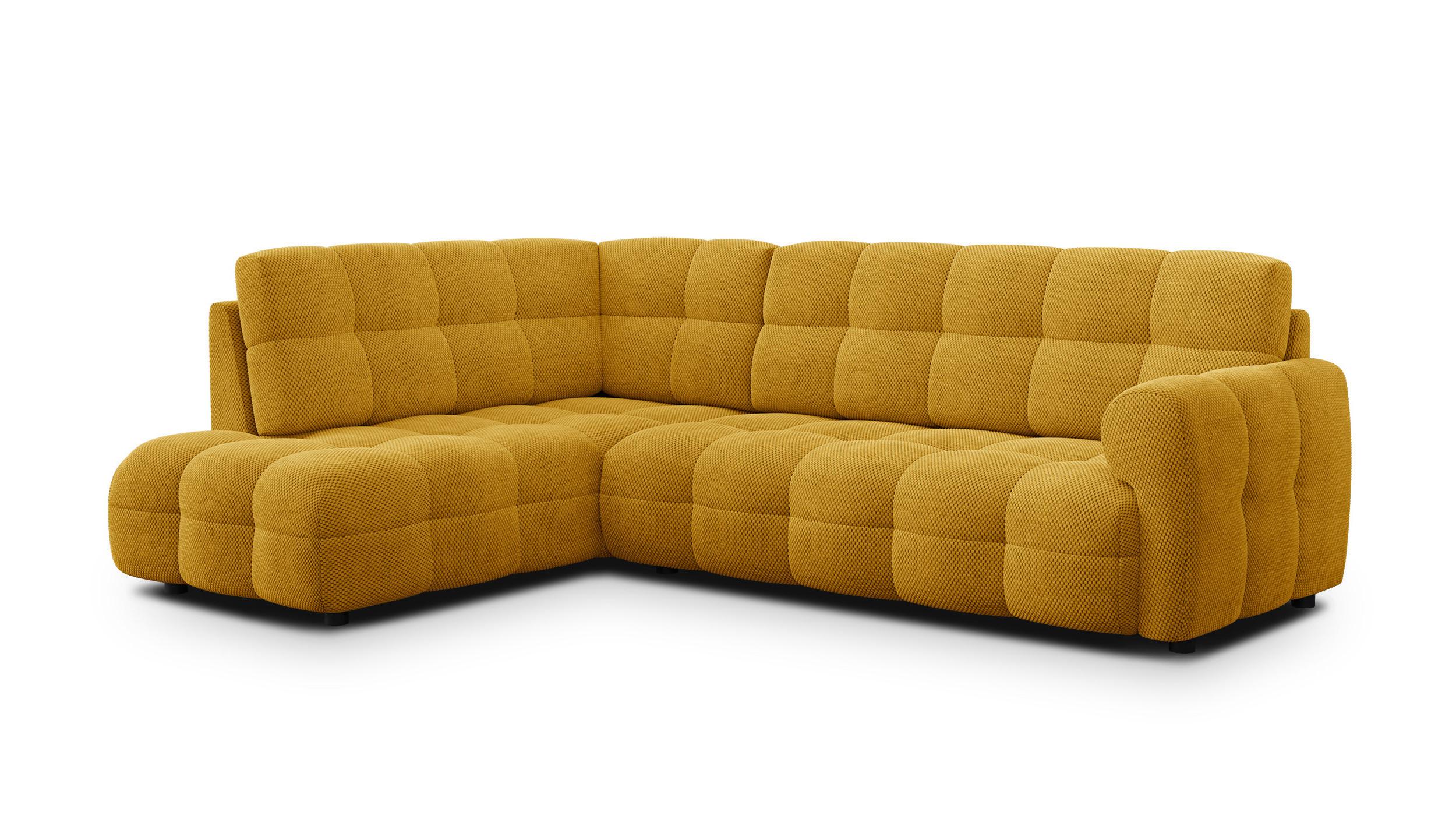 ECKSOFA MELLOW 5-Sitzer, safran - Gelb/Schwarz, Holz/Textil (283/191cm) - Wozimo